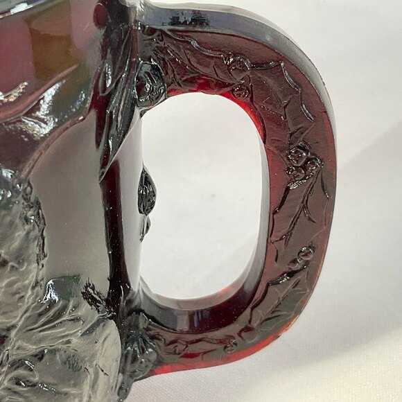 Vintage Arcoroc Red Glass Mug Coffee Cup Santa Claus France - Picture 6 of 7